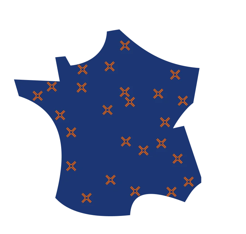 carte de france avec les emplacement des agences