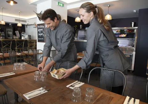 Veste de travail restaurant café jean gris location netexial