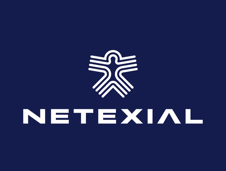 logo fond bleu vertical netexial carre