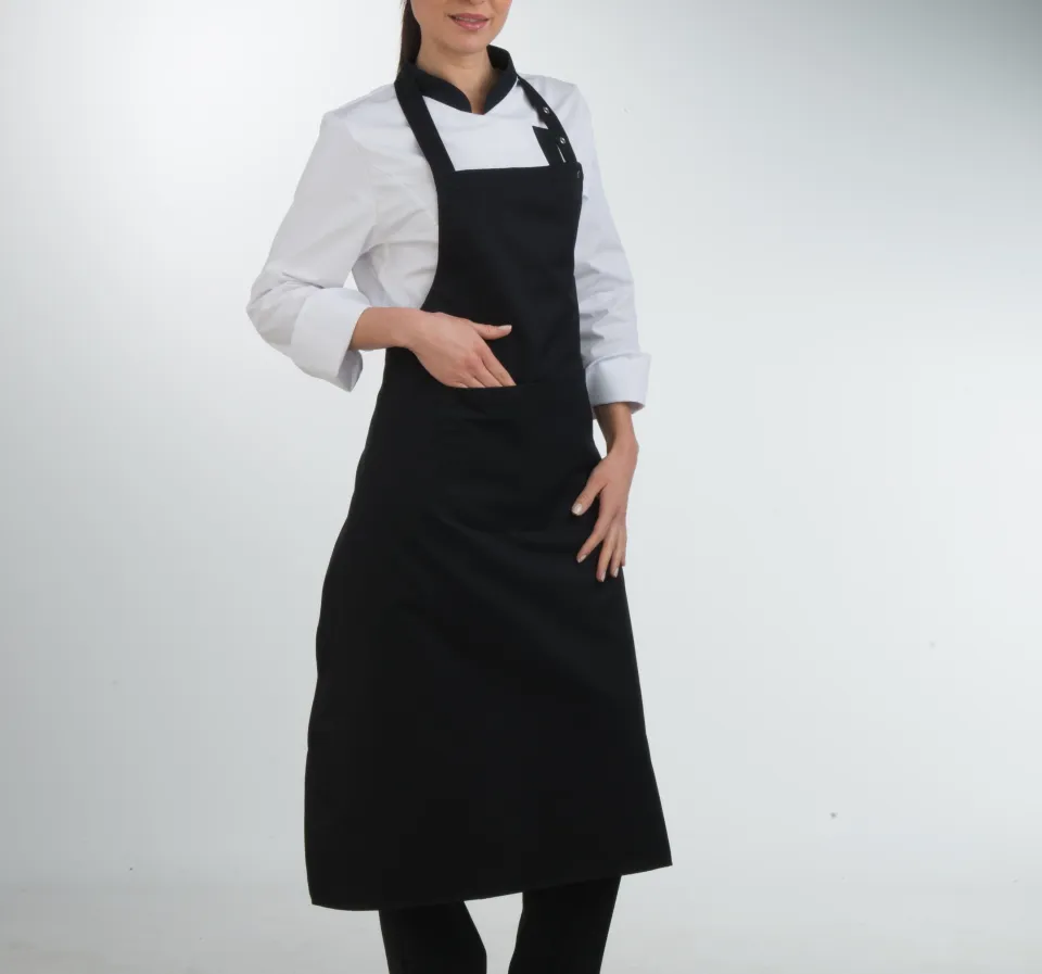 Tablier bavette cheffe noir Saveurs netexial